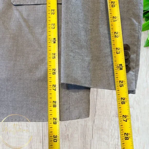 LANDS' END Mens 2 Piece Suit Blazer Jacket 42R Pant 34Wx31L Gray Stretch Cotton